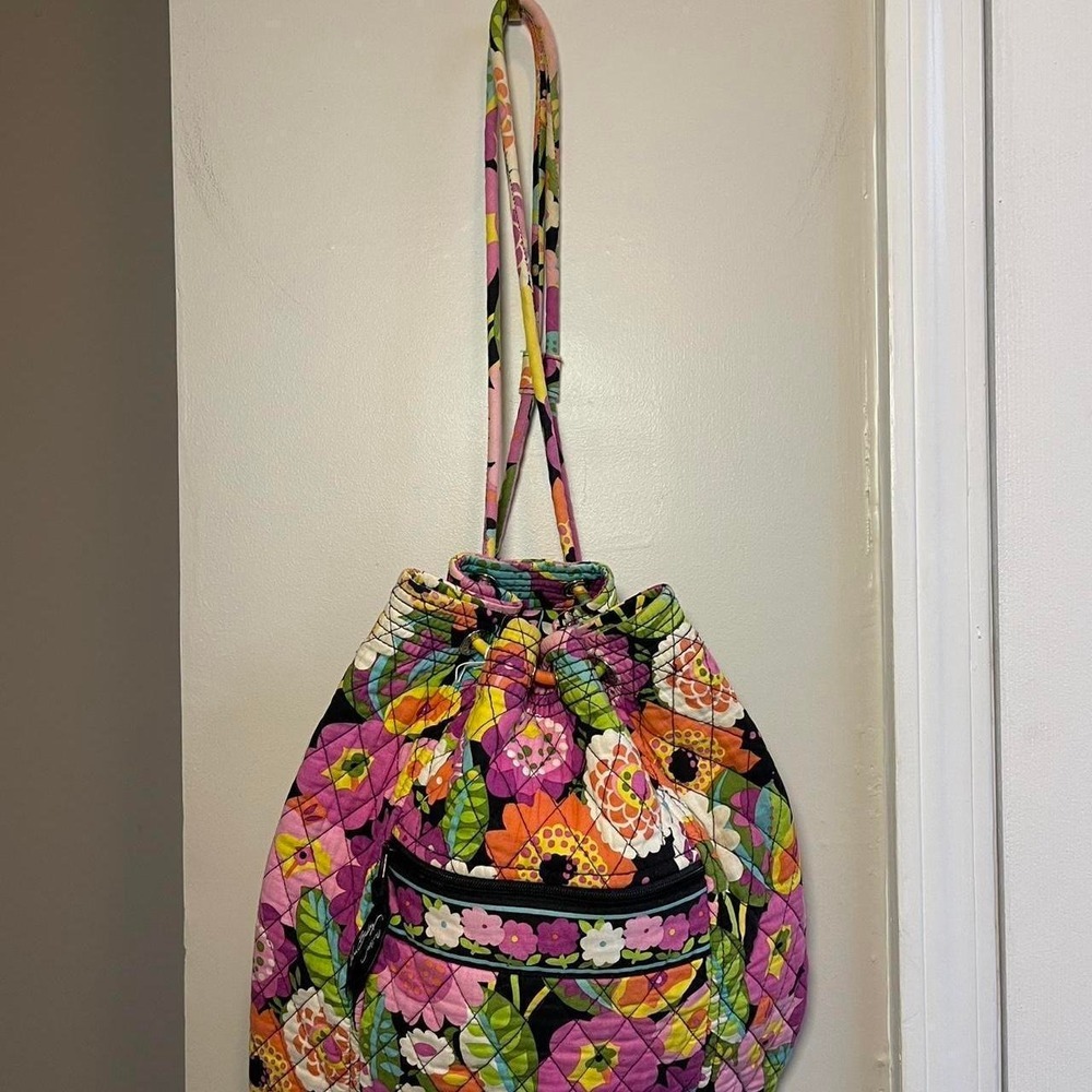 Vera Bradley Sun Valley Floral Quilted Cotton Drawstring Backpack Multicolor